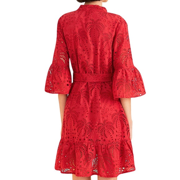 FARM Rio Red Eyelet Mini Dress (S) - Picture 2 of 6